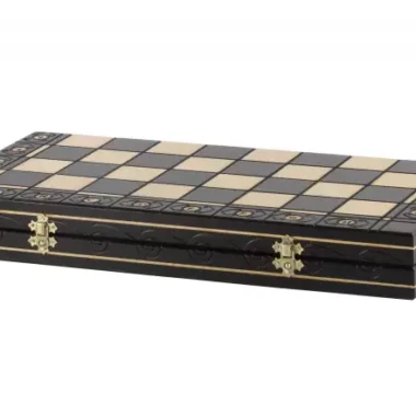Jeu d’Echecs en Bois Noir – Échiquier Pliant avec Pièces Staunton