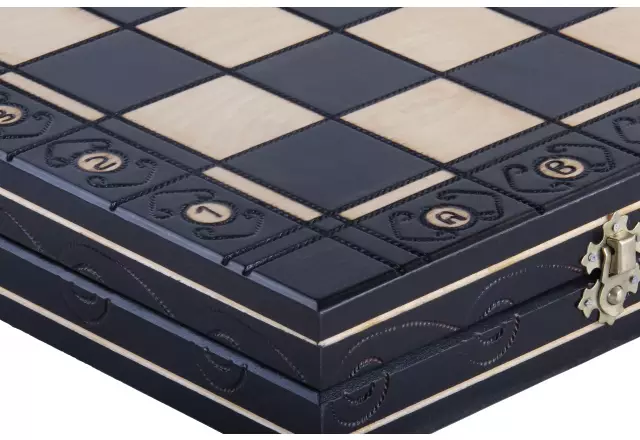 Jeu d’Echecs en Bois Noir – Échiquier Pliant avec Pièces Staunton