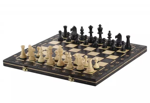 Jeu d’Echecs en Bois Noir – Échiquier Pliant avec Pièces Staunton
