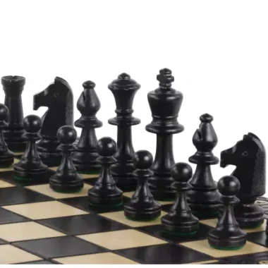 Jeu d’Echecs en Bois Noir – Échiquier Pliant avec Pièces Staunton