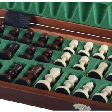 Jeu d’Echecs Magnétique Grand Format 35x35 cm – Marqueté et Pliable avec Pièces Magnétiques