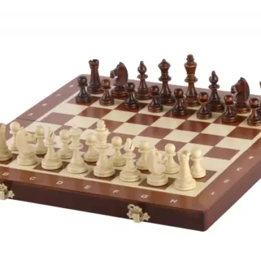 Jeu d’Echecs Magnétique Grand Format 35x35 cm – Marqueté et Pliable avec Pièces Magnétiques
