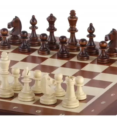 Jeu d’Echecs Magnétique Grand Format 35x35 cm – Marqueté et Pliable avec Pièces Magnétiques