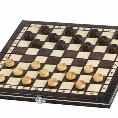 Coffret Jeu d'Echecs et de Dames en Bois de Cerisier – Jeu Traditionnel 2 en 1 avec Pièces Staunton