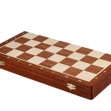Jeu d’Echecs French Staunton Gold n°5 – Pièces en Bois et Echiquier Pliant Marqueté
