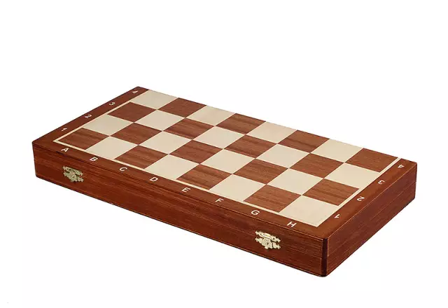 Jeu d’Echecs French Staunton Gold n°5 – Pièces en Bois et Echiquier Pliant Marqueté