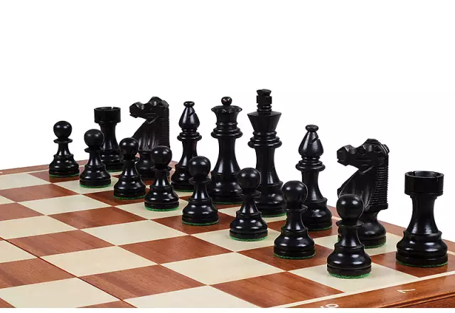 Jeu d’Echecs French Staunton Gold n°5 – Pièces en Bois et Echiquier Pliant Marqueté