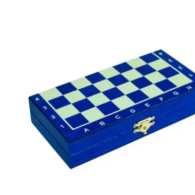 Jeu d’Echecs Magnétique Mini en Bois – Bleu, Compact, Portable et Idéal pour Voyager