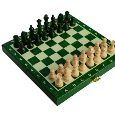 Jeu d’Echecs Pliable de Voyage en Bois avec Rangement 20 x 20 cm