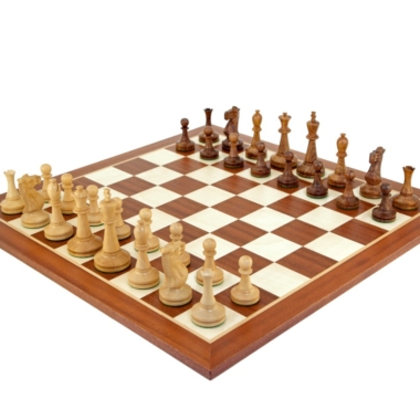 Ensemble de Jeu d'échecs En Bois de Rose et Grand Echiquier en Bois d'Acajou