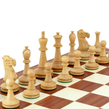 Ensemble de Jeu d'échecs En Bois de Rose et Grand Echiquier en Bois d'Acajou