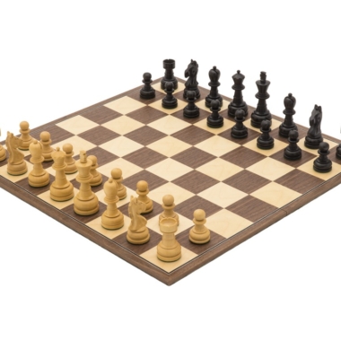 Ensemble d’Echecs Emerald – Pièces Staunton en Bois de Buis et Echiquier Pliable en Bois de Noyer et Erable
