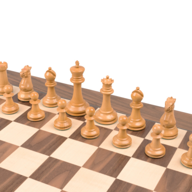 Jeu d’Échecs Staunton 1869 de Luxe en Ébène et Noyer avec Échiquier en Noyer et Érable – Roi 10,16 cm
