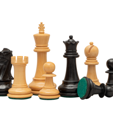 Jeu d’Échecs Staunton Noir et Blanc en Ébène et Buis avec Échiquier en Anegre Noir et Érable – Roi 8,9 cm