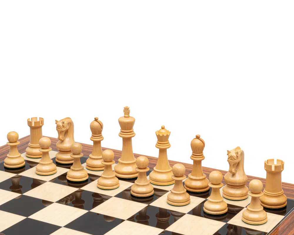 Ensemble d’Échecs de Luxe en Bois d’Anjan avec Échiquier en Palissandre – Roi 10,2 cm
