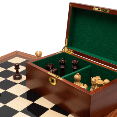 Ensemble d’Échecs de Luxe en Bois d’Anjan avec Échiquier en Palissandre – Roi 10,2 cm
