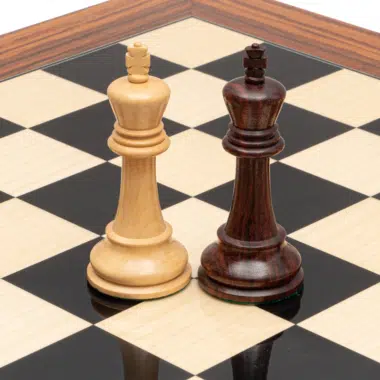 Ensemble d’Échecs de Luxe en Bois d’Anjan avec Échiquier en Palissandre – Roi 10,2 cm