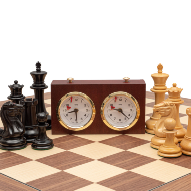 Jeu d’Échecs Staunton 1851 de Luxe en Ébène et Buis avec Échiquier de 60 cm et Coffret en Acajou – Roi 11 cm