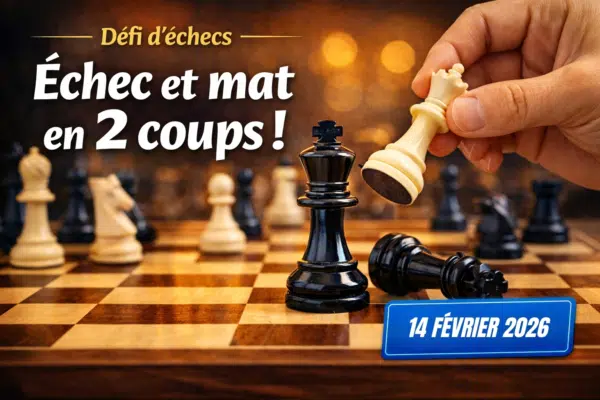 Échiquier en bois avec roi noir échec et mat, dame blanche tenue en main