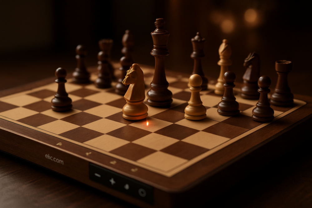 Échiquier électronique avec pièces en bois - jouer aux échecs contre l'ordinateur