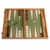 Ensemble de backgammon en bois avec pions et dés disposés - Le Palais Des Echecs