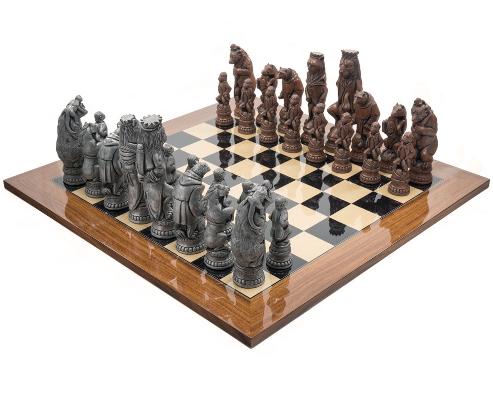 Jeu d'Échecs Reynard le Renard Grand Luxe avec pièces en bois sculptées - Le Palais Des Echecs