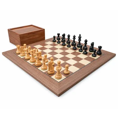Jeu d'Échecs Levisham Noir et Noyer avec pièces Staunton sur un plateau élégant - Le Palais Des Echecs