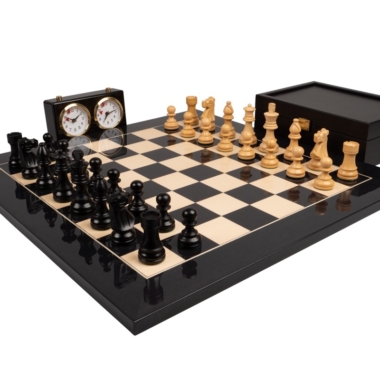 Jeu d'échecs Staunton Luxe Noir Complet avec horloges - Le Palais Des Echecs