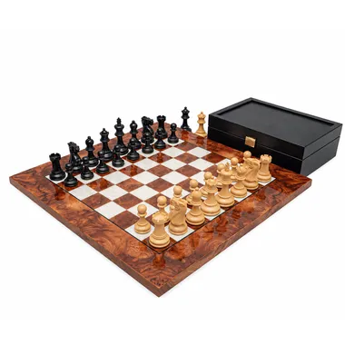 Jeu d'Échecs Luxe Highgrove Briarwood avec pièces Staunton alignées