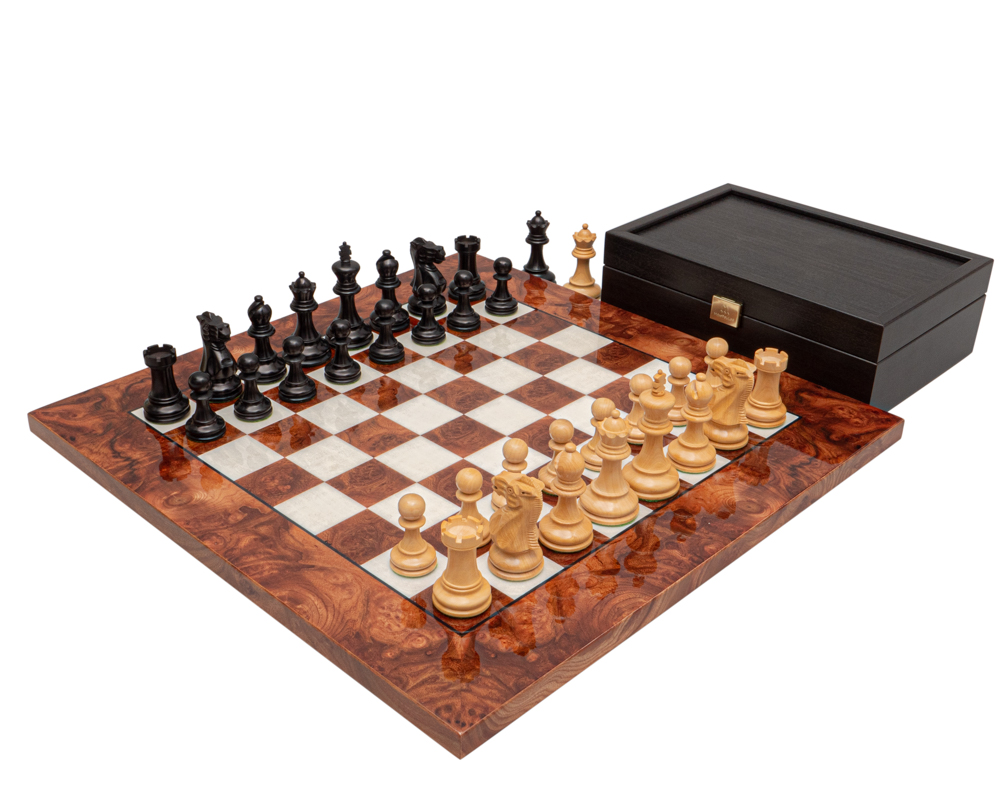Jeu d'Échecs Luxe Highgrove Briarwood avec pièces Staunton alignées