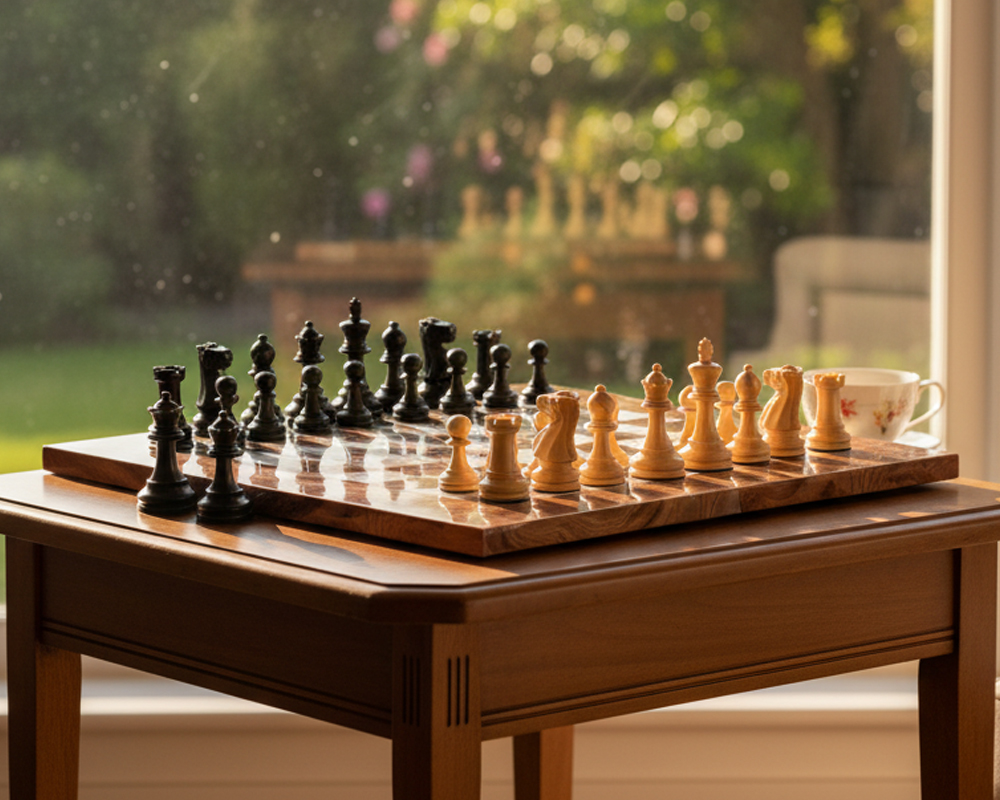 Jeu d'échecs Luxe Highgrove éclairé par la lumière naturelle - Le Palais Des Echecs