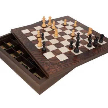 Jeu d'échecs Kingsclere luxe ébène et noyer avec rangement intégré