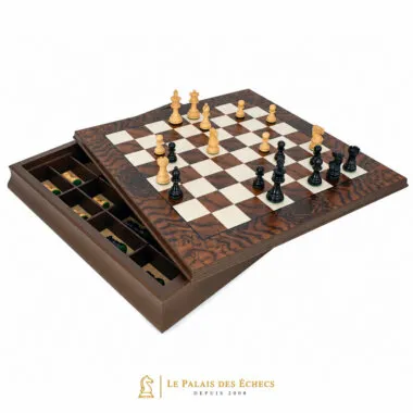 Jeu d'échecs Kingsclere luxe ébène et noyer avec rangement intégré