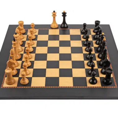 Vue en biais du jeu d'échecs avec les rois en position centrale - Le Palais Des Echecs