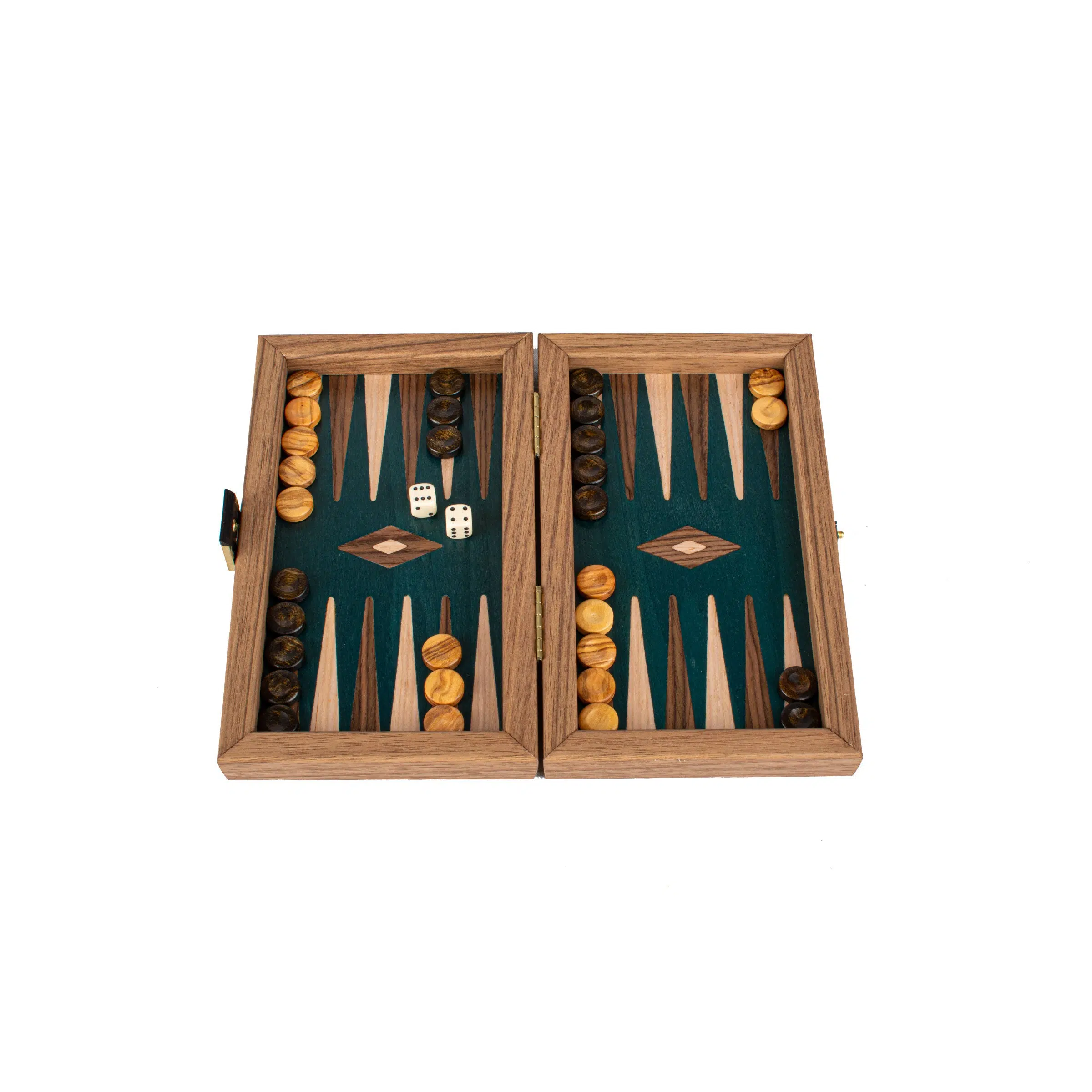 Plateau de backgammon Noyer Américain avec pions et dés - Le Palais Des Echecs