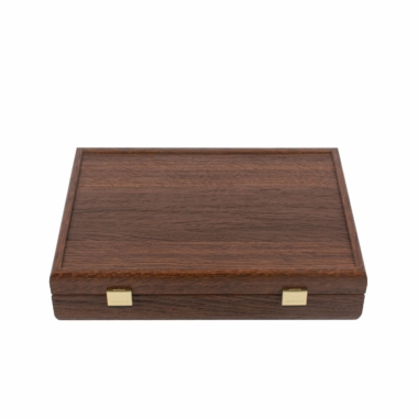 Coffret de poker en bois de noyer fermé, design élégant et luxueux - Le Palais Des Echecs