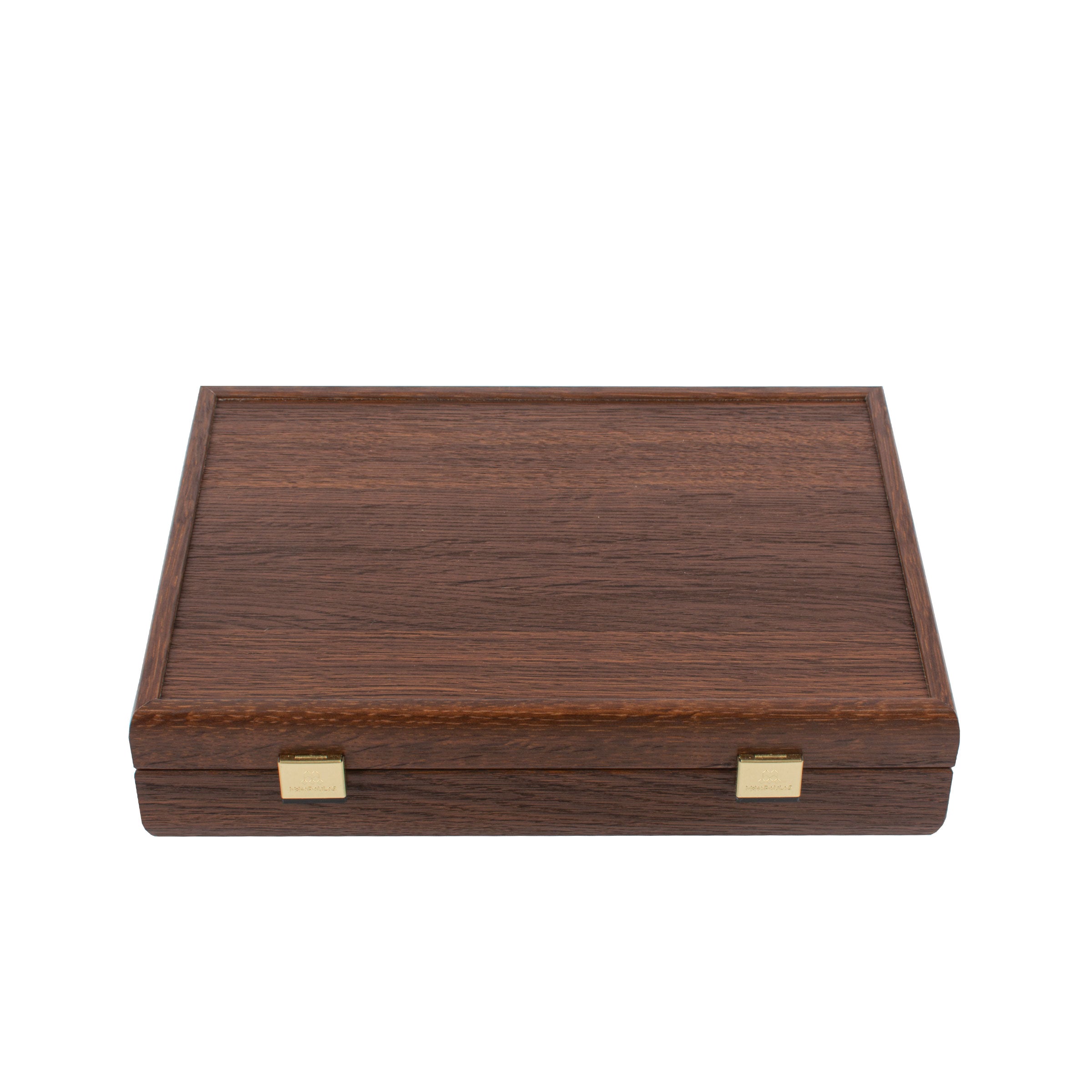 Coffret de poker en bois de noyer fermé, design élégant et luxueux - Le Palais Des Echecs