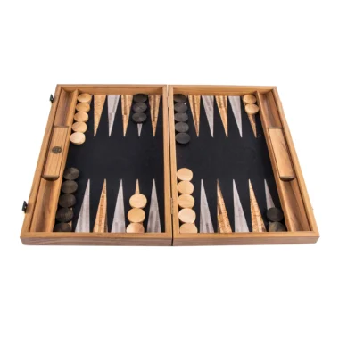 Backgammon haut de gamme en liège naturel noir et bois de chêne