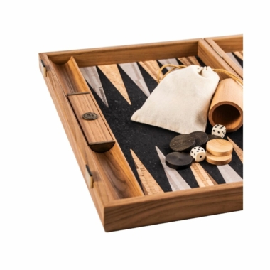 Backgammon Haut de Gamme en Liège Naturel Noir et Bois de Chêne
