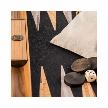 Backgammon Haut de Gamme en Liège Naturel Noir et Bois de Chêne