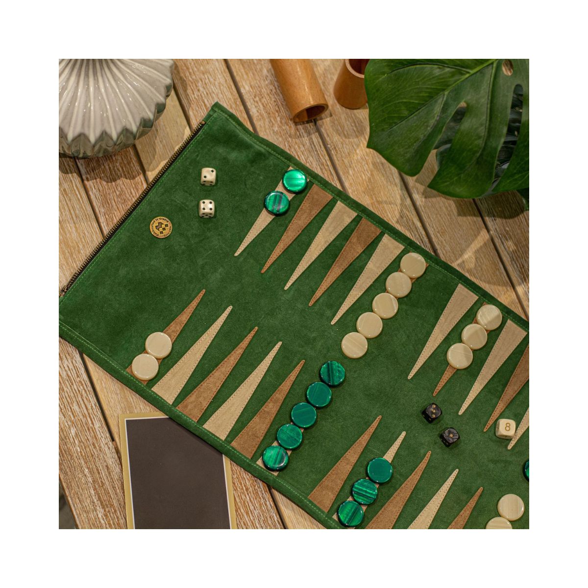 Backgammon Enroulable Daim Vert Forêt 30 x 46 cm