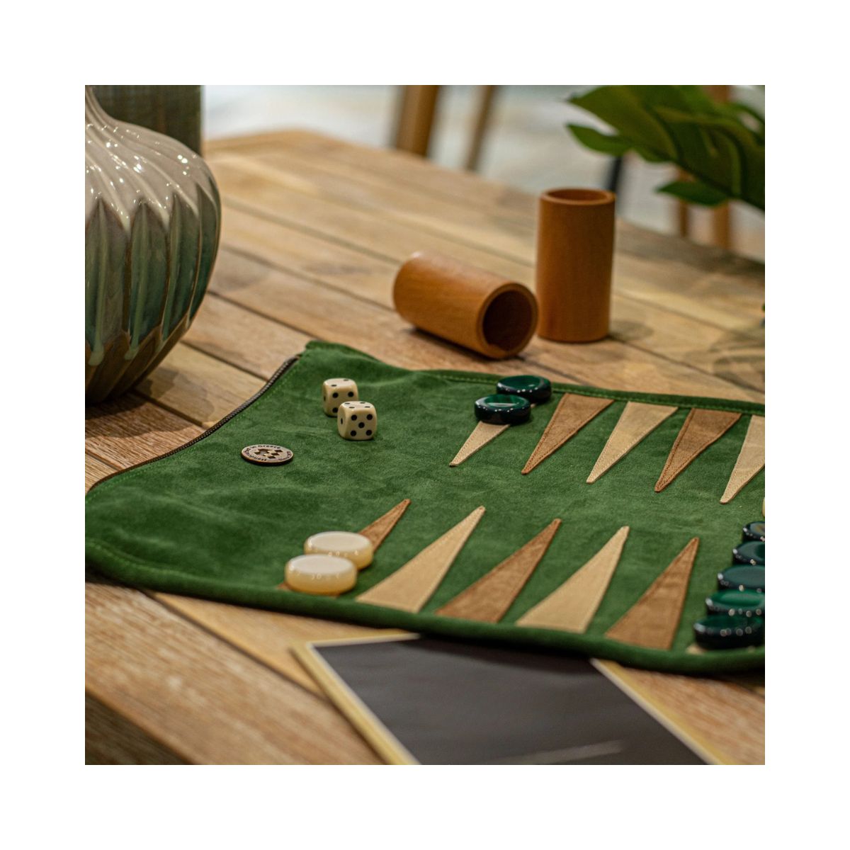 Backgammon Enroulable Daim Vert Forêt 30 x 46 cm