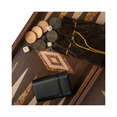 Backgammon en Marqueterie de Wengé et Loupe de Noyer (3 Dimensions)