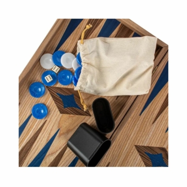 Ensemble Backgammon Marqueterie Chêne et Noyer