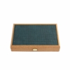Boîte de backgammon artisanale au design tressé en cuir vert olive - Le Palais Des Echecs