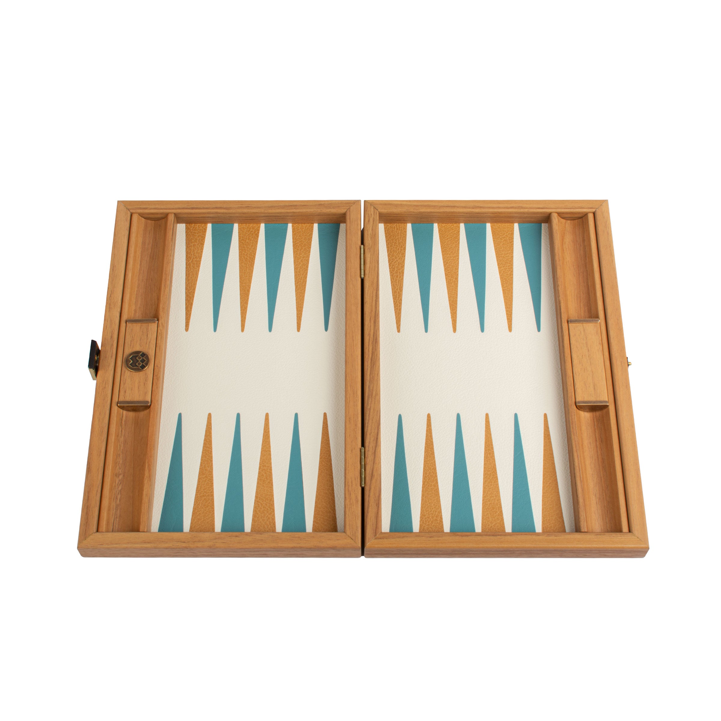Plateau de backgammon vierge mettant en avant les motifs en cuir et éléments en bois