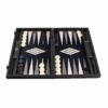 Plateau de backgammon artisanal Vavona gris nacré ouvert, prêt à jouer - Le Palais Des Echecs