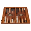 Plateau de backgammon luxe en noyer de Californie avec pions disposés - Le Palais Des Echecs