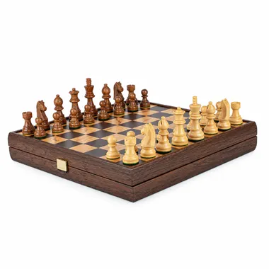 Angle latéral du jeu d'échecs Noyer 40x40 cm, pièces Staunton élégantes - Le Palais Des Echecs