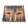Ensemble Backgammon Bois Massif avec pièces bleues et blanches - Le Palais Des Echecs